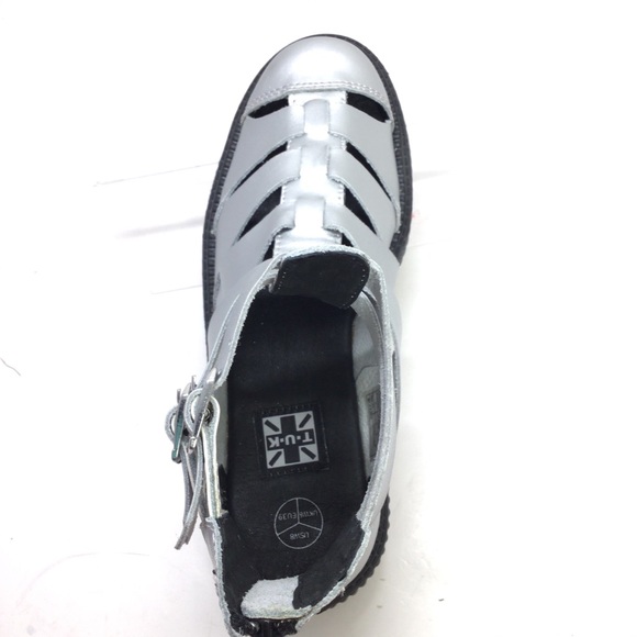 Sold! TUK Womens Silver Gladiator Creeper Shoes 8 - Picture 6 of 9